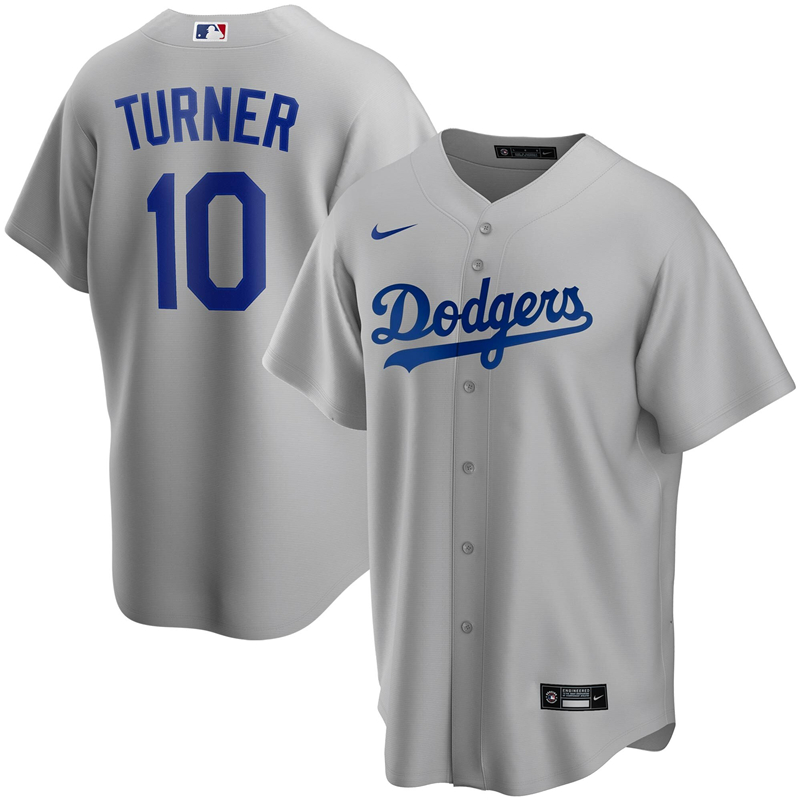 2020 MLB Men Los Angeles Dodgers Justin Turner Nike Gray Alternate 2020 Replica Player Jersey 1->los angeles dodgers->MLB Jersey